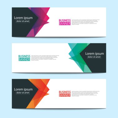 Vektör tasarım web pankartı şablonu. Web Tasarım Elementleri - Başlık Tasarımı. Gri arkaplan üzerine soyut geometrik web afişi şablonu. Modern pankart.