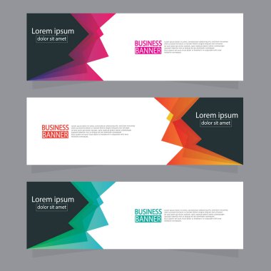 Vektör tasarım web pankartı şablonu. Web Tasarım Elementleri - Başlık Tasarımı. Gri arkaplan üzerine soyut geometrik web afişi şablonu. Modern pankart.