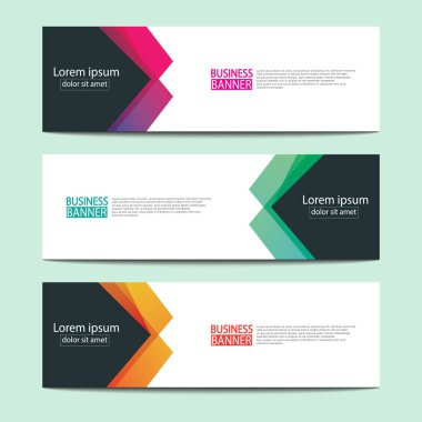 Vektör tasarım web pankartı şablonu. Web Tasarım Elementleri - Başlık Tasarımı. Gri arkaplan üzerine soyut geometrik web afişi şablonu. Modern pankart.