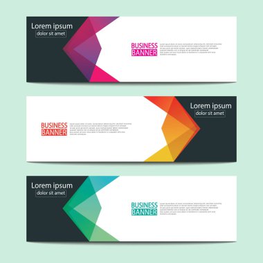 Vektör tasarım web pankartı şablonu. Web Tasarım Elementleri - Başlık Tasarımı. Gri arkaplan üzerine soyut geometrik web afişi şablonu. Modern pankart.