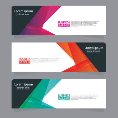Vektör tasarım web pankartı şablonu. Web Tasarım Elementleri - Başlık Tasarımı. Gri arkaplan üzerine soyut geometrik web afişi şablonu. Modern pankart.