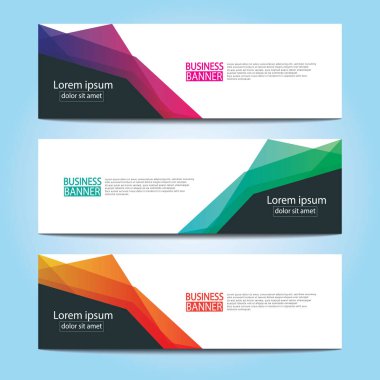 Vektör tasarım web pankartı şablonu. Web Tasarım Elementleri - Başlık Tasarımı. Gri arkaplan üzerine soyut geometrik web afişi şablonu. Modern pankart.