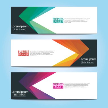 Vektör tasarım web pankartı şablonu. Web Tasarım Elementleri - Başlık Tasarımı. Gri arkaplan üzerine soyut geometrik web afişi şablonu. Modern pankart.