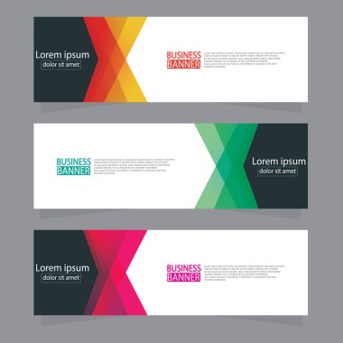 Vektör tasarım web pankartı şablonu. Web Tasarım Elementleri - Başlık Tasarımı. Gri arkaplan üzerine soyut geometrik web afişi şablonu. Modern pankart.