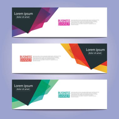 Vektör tasarım web pankartı şablonu. Web Tasarım Elementleri - Başlık Tasarımı. Gri arkaplan üzerine soyut geometrik web afişi şablonu. Modern pankart.