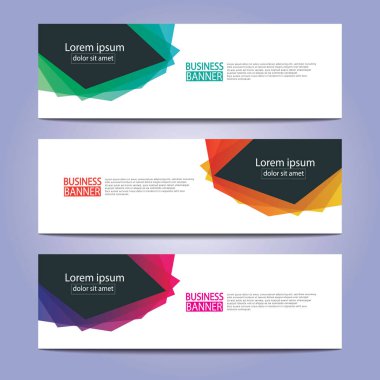 Vektör tasarım web pankartı şablonu. Web Tasarım Elementleri - Başlık Tasarımı. Gri arkaplan üzerine soyut geometrik web afişi şablonu. Modern pankart.