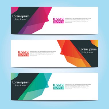 Vektör tasarım web pankartı şablonu. Web Tasarım Elementleri - Başlık Tasarımı. Gri arkaplan üzerine soyut geometrik web afişi şablonu. Modern pankart.