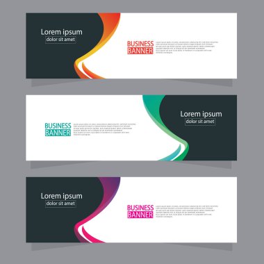 Vektör tasarım web pankartı şablonu. Web Tasarım Elementleri - Başlık Tasarımı. Gri arkaplan üzerine soyut geometrik web afişi şablonu. Modern pankart.