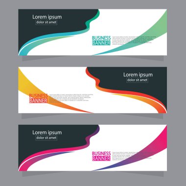 Vektör tasarım web pankartı şablonu. Web Tasarım Elementleri - Başlık Tasarımı. Gri arkaplan üzerine soyut geometrik web afişi şablonu. Modern pankart.