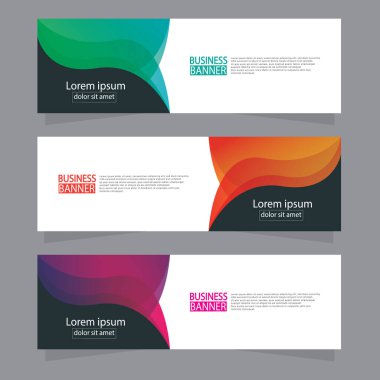 Vektör tasarım web pankartı şablonu. Web Tasarım Elementleri - Başlık Tasarımı. Gri arkaplan üzerine soyut geometrik web afişi şablonu. Modern pankart.