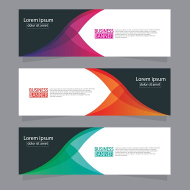 Vektör tasarım web pankartı şablonu. Web Tasarım Elementleri - Başlık Tasarımı. Gri arkaplan üzerine soyut geometrik web afişi şablonu. Modern pankart.