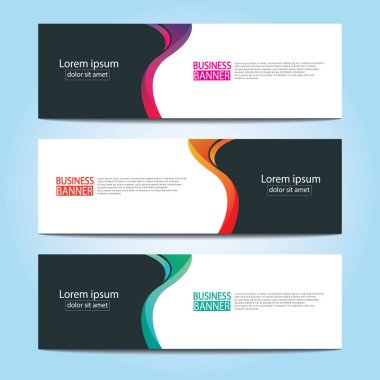 Vektör tasarım web pankartı şablonu. Web Tasarım Elementleri - Başlık Tasarımı. Gri arkaplan üzerine soyut geometrik web afişi şablonu. Modern pankart.