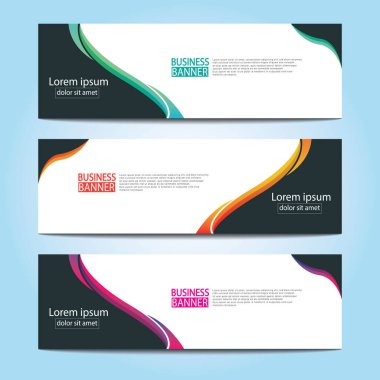 Vektör tasarım web pankartı şablonu. Web Tasarım Elementleri - Başlık Tasarımı. Gri arkaplan üzerine soyut geometrik web afişi şablonu. Modern pankart.