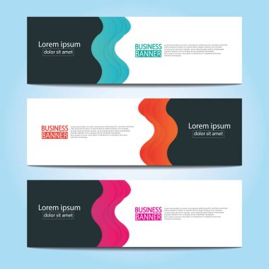 Vektör tasarım web pankartı şablonu. Web Tasarım Elementleri - Başlık Tasarımı. Gri arkaplan üzerine soyut geometrik web afişi şablonu. Modern pankart.