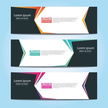 Vektör tasarım web pankartı şablonu. Web Tasarım Elementleri - Başlık Tasarımı. Gri arkaplan üzerine soyut geometrik web afişi şablonu. Modern pankart.