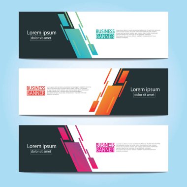 Vektör tasarım web pankartı şablonu. Web Tasarım Elementleri - Başlık Tasarımı. Gri arkaplan üzerine soyut geometrik web afişi şablonu. Modern pankart.