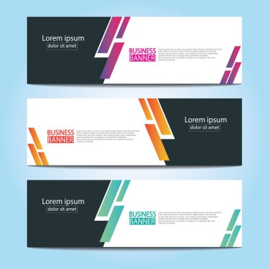 Vektör tasarım web pankartı şablonu. Web Tasarım Elementleri - Başlık Tasarımı. Gri arkaplan üzerine soyut geometrik web afişi şablonu. Modern pankart.