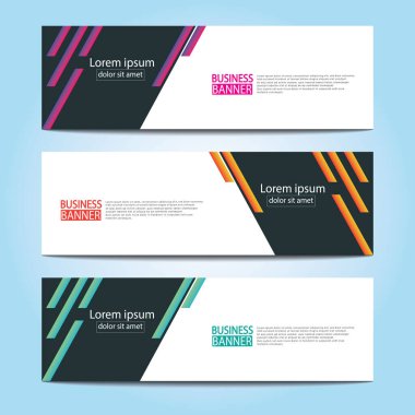 Vektör tasarım web pankartı şablonu. Web Tasarım Elementleri - Başlık Tasarımı. Gri arkaplan üzerine soyut geometrik web afişi şablonu. Modern pankart.