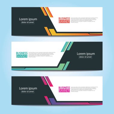 Vektör tasarım web pankartı şablonu. Web Tasarım Elementleri - Başlık Tasarımı. Gri arkaplan üzerine soyut geometrik web afişi şablonu. Modern pankart.