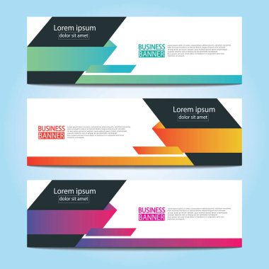 Vektör tasarım web pankartı şablonu. Web Tasarım Elementleri - Başlık Tasarımı. Gri arkaplan üzerine soyut geometrik web afişi şablonu. Modern pankart.