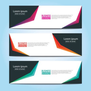 Vektör tasarım web pankartı şablonu. Web Tasarım Elementleri - Başlık Tasarımı. Gri arkaplan üzerine soyut geometrik web afişi şablonu. Modern pankart.