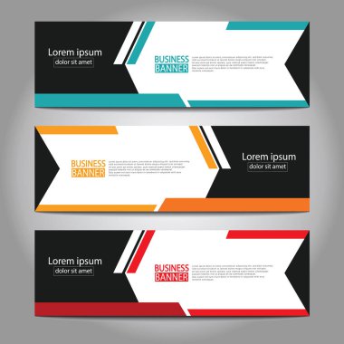 Vektör tasarım web pankartı şablonu. Web Tasarım Elementleri - Başlık Tasarımı. Gri arkaplan üzerine soyut geometrik web afişi şablonu. Modern pankart.