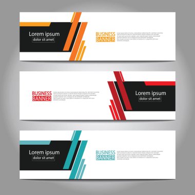 Vektör tasarım web pankartı şablonu. Web Tasarım Elementleri - Başlık Tasarımı. Gri arkaplan üzerine soyut geometrik web afişi şablonu. Modern pankart.