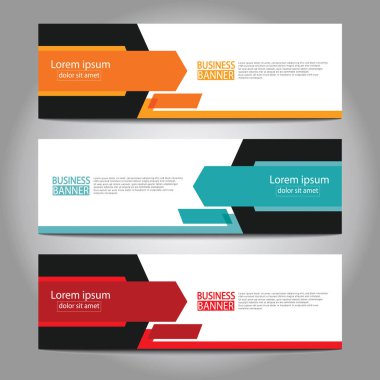 Vektör tasarım web pankartı şablonu. Web Tasarım Elementleri - Başlık Tasarımı. Gri arkaplan üzerine soyut geometrik web afişi şablonu. Modern pankart.