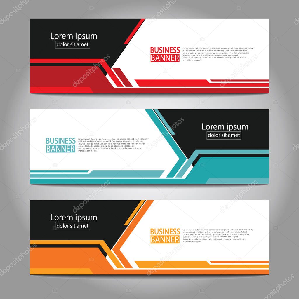 Vector abstract design web banner template. Web Design Elements - Header Design. Abstract geometric web banner template on grey background.Modern banner.