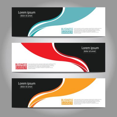 Vektör tasarım web pankartı şablonu. Web Tasarım Elementleri - Başlık Tasarımı. Gri arkaplan üzerine soyut geometrik web afişi şablonu. Modern pankart.