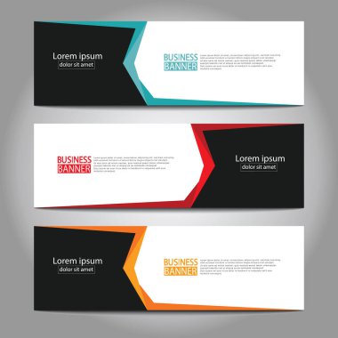 Vektör tasarım web pankartı şablonu. Web Tasarım Elementleri - Başlık Tasarımı. Gri arkaplan üzerine soyut geometrik web afişi şablonu. Modern pankart