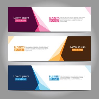 Vektör tasarım web pankartı şablonu. Web Tasarım Elementleri - Başlık Tasarımı. Gri arkaplan üzerine soyut geometrik web afişi şablonu. Modern pankart