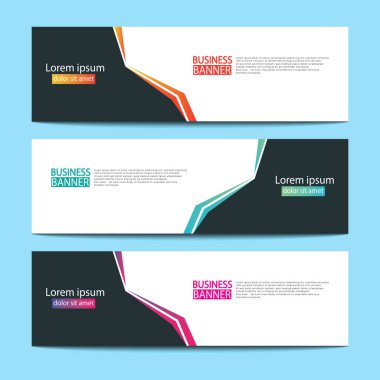 Vektör tasarım web pankartı şablonu. Web Tasarım Elementleri - Başlık Tasarımı. Gri arkaplan üzerine soyut geometrik web afişi şablonu. Modern pankart