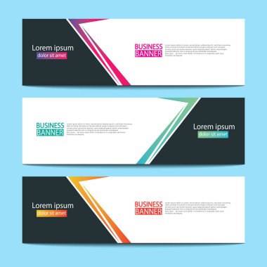 Vektör tasarım web pankartı şablonu. Web Tasarım Elementleri - Başlık Tasarımı. Gri arkaplan üzerine soyut geometrik web afişi şablonu. Modern pankart