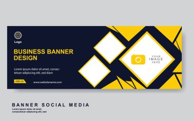 Vektör tasarım web pankartı şablonu. Web Tasarım Elementleri - Başlık Tasarımı. Gri arkaplan üzerine soyut geometrik web afişi şablonu. Modern pankart.