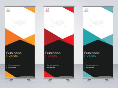 Ticari afişler asılıyor Standee bayrağı modern pankartın şablonu.