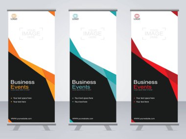 Ticari afişler asılıyor Standee bayrağı modern pankartın şablonu.