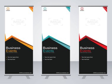 Ticari afişler asılıyor Standee bayrağı modern pankartın şablonu.
