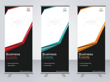 Ticari afişler asılıyor Standee bayrağı modern pankartın şablonu.