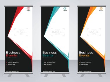 Ticari afişler asılıyor Standee bayrağı modern pankartın şablonu.