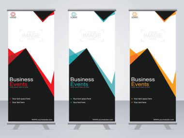 Ticari afişler asılıyor Standee bayrağı modern pankartın şablonu.