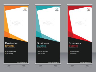 Ticari afişler asılıyor Standee bayrağı modern pankartın şablonu.