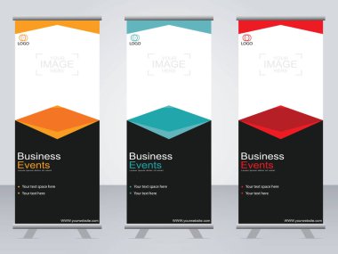 Ticari afişler asılıyor Standee bayrağı modern pankartın şablonu.