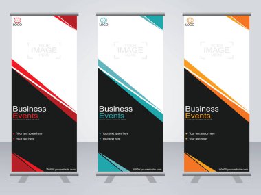 Ticari afişler asılıyor Standee bayrağı modern pankartın şablonu.