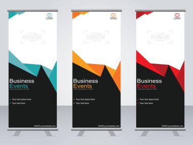 Ticari afişler asılıyor Standee bayrağı modern pankartın şablonu.