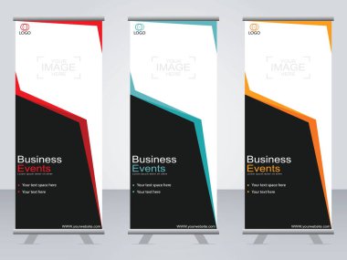 Ticari afişler asılıyor Standee bayrağı modern pankartın şablonu.