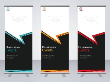 Ticari afişler asılıyor Standee bayrağı modern pankartın şablonu.