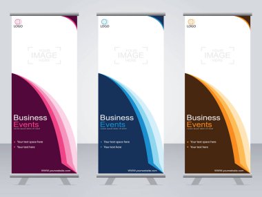 Ticari afişler asılıyor Standee bayrağı modern pankartın şablonu.