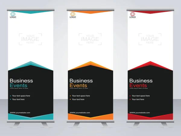 Business Banner Roll Set Standee Banner Template Modern Banner — Stock Vector