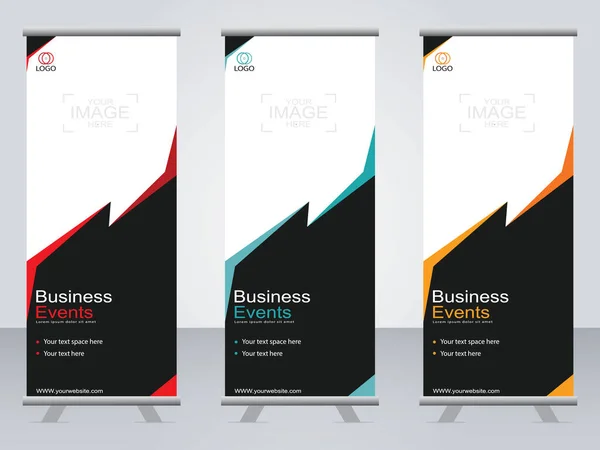 Business Banner Roll Set Standee Banner Template Modern Banner — Stock Vector